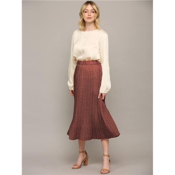 Womens High Waist Midi Swing Skirt with Pockets Rust - Picture 5 of 5